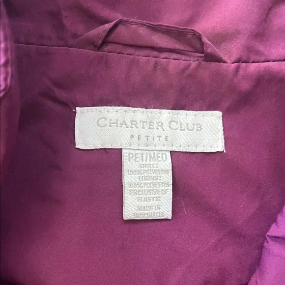 Charter Club Midnight In Paris Quilted Açaí Berry Sleeveless Vest Zip Front Med - Picture 3 of 4